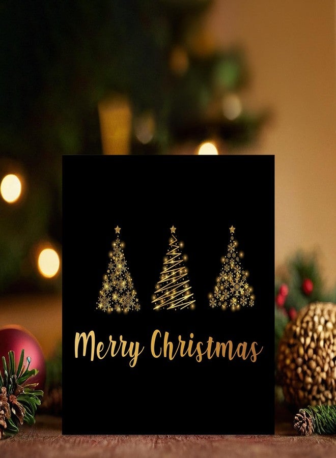 ANIANG Christmas Wooden Box Sign, Black and Gold Christmas Tree Winter Wood Block Box Sign Plaque for Office, Home, Bedroom Wall Shelf Decor - Image 2